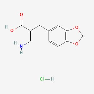 molecular formula C11H14ClNO4 B2891429 3-氨基-2-(苯并[d][1,3]二氧杂环-5-基甲基)丙酸盐酸盐 CAS No. 2172051-51-1