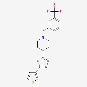 molecular formula C19H18F3N3OS B2891431 2-(噻吩-3-基)-5-(1-(3-(三氟甲基)苄基)哌啶-4-基)-1,3,4-恶二唑 CAS No. 1448028-06-5