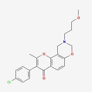 molecular formula C22H22ClNO4 B2891433 3-(4-chlorophenyl)-9-(3-methoxypropyl)-2-methyl-9,10-dihydrochromeno[8,7-e][1,3]oxazin-4(8H)-one CAS No. 1010906-59-8