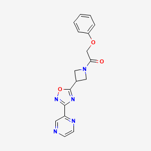 molecular formula C17H15N5O3 B2891445 2-Phenoxy-1-(3-(3-(pyrazin-2-yl)-1,2,4-oxadiazol-5-yl)azetidin-1-yl)ethanone CAS No. 1325687-73-7