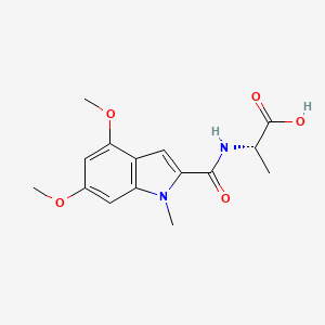 molecular formula C15H18N2O5 B2891446 N-[(4,6-dimethoxy-1-methyl-1H-indol-2-yl)carbonyl]-L-alanine CAS No. 1296672-15-5