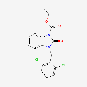 molecular formula C17H14Cl2N2O3 B2891447 ethyl 3-(2,6-dichlorobenzyl)-2-oxo-2,3-dihydro-1H-1,3-benzimidazole-1-carboxylate CAS No. 339013-51-3