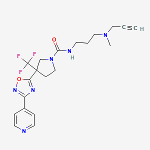 molecular formula C20H23F3N6O2 B2891451 N-[3-[Methyl(prop-2-ynyl)amino]propyl]-3-(3-pyridin-4-yl-1,2,4-oxadiazol-5-yl)-3-(trifluoromethyl)pyrrolidine-1-carboxamide CAS No. 2223950-48-7