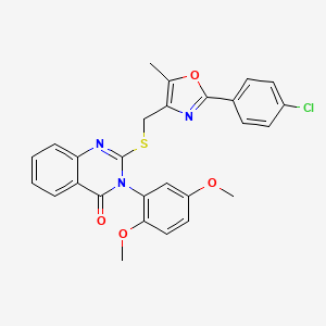 molecular formula C27H22ClN3O4S B2891453 2-(((2-(4-chlorophenyl)-5-methyloxazol-4-yl)methyl)thio)-3-(2,5-dimethoxyphenyl)quinazolin-4(3H)-one CAS No. 1114649-57-8