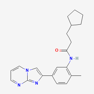 molecular formula C21H24N4O B2891454 3-cyclopentyl-N-(5-imidazo[1,2-a]pyrimidin-2-yl-2-methylphenyl)propanamide CAS No. 862810-18-2