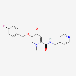 molecular formula C20H18FN3O3 B2891457 5-((4-fluorobenzyl)oxy)-1-methyl-4-oxo-N-(pyridin-4-ylmethyl)-1,4-dihydropyridine-2-carboxamide CAS No. 1021249-37-5