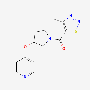 molecular formula C13H14N4O2S B2891465 (4-甲基-1,2,3-噻二唑-5-基)(3-(吡啶-4-氧基)吡咯烷-1-基)甲酮 CAS No. 2034249-44-8
