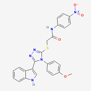 molecular formula C25H20N6O4S B2891491 2-((5-(1H-indol-3-yl)-4-(4-methoxyphenyl)-4H-1,2,4-triazol-3-yl)thio)-N-(4-nitrophenyl)acetamide CAS No. 896677-32-0