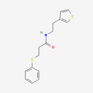 molecular formula C15H17NOS2 B2891493 3-(phenylthio)-N-(2-(thiophen-3-yl)ethyl)propanamide CAS No. 1251626-34-2