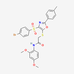 molecular formula C26H23BrN2O6S2 B2891500 2-((4-((4-溴苯基)磺酰基)-2-(对甲苯基)恶唑-5-基)硫代)-N-(2,4-二甲氧苯基)乙酰胺 CAS No. 850926-89-5