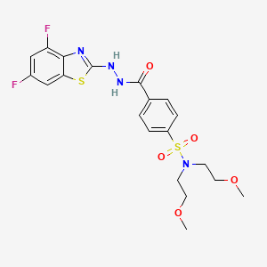 molecular formula C20H22F2N4O5S2 B2891502 4-(2-(4,6-difluorobenzo[d]thiazol-2-yl)hydrazinecarbonyl)-N,N-bis(2-methoxyethyl)benzenesulfonamide CAS No. 851988-50-6