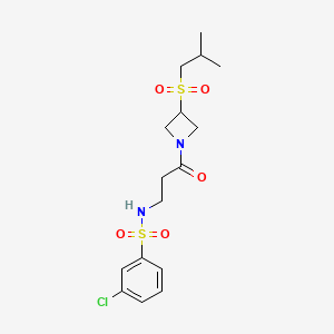 molecular formula C16H23ClN2O5S2 B2891514 3-氯-N-(3-(3-(异丁磺酰基)氮杂环丁-1-基)-3-氧代丙基)苯磺酰胺 CAS No. 1797874-62-4