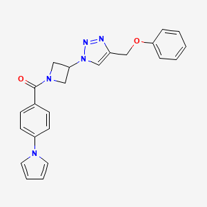 molecular formula C23H21N5O2 B2891523 (4-(1H-pyrrol-1-yl)phenyl)(3-(4-(phenoxymethyl)-1H-1,2,3-triazol-1-yl)azetidin-1-yl)methanone CAS No. 2034248-89-8