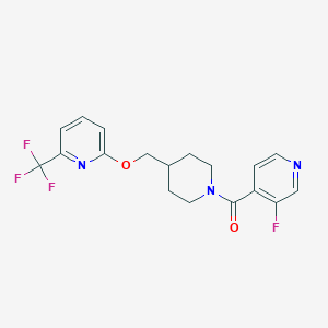 molecular formula C18H17F4N3O2 B2891534 (3-Fluoropyridin-4-yl)-[4-[[6-(trifluoromethyl)pyridin-2-yl]oxymethyl]piperidin-1-yl]methanone CAS No. 2319804-83-4