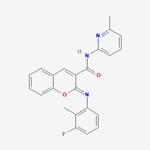 molecular formula C23H18FN3O2 B2891548 (2Z)-2-[(3-fluoro-2-methylphenyl)imino]-N-(6-methylpyridin-2-yl)-2H-chromene-3-carboxamide CAS No. 1327174-30-0