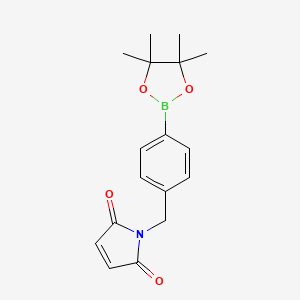 molecular formula C17H20BNO4 B2891584 N-[4-(4,4,5,5-Tetramethyl-1,3,2-dioxaborolan-2-yl)benzyl]maleimide CAS No. 1315276-43-7