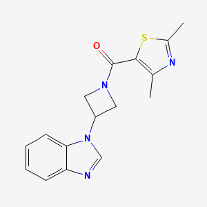molecular formula C16H16N4OS B2891593 [3-(Benzimidazol-1-yl)azetidin-1-yl]-(2,4-dimethyl-1,3-thiazol-5-yl)methanone CAS No. 2380083-61-2