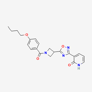 molecular formula C21H22N4O4 B2891599 3-(5-(1-(4-butoxybenzoyl)azetidin-3-yl)-1,2,4-oxadiazol-3-yl)pyridin-2(1H)-one CAS No. 1396683-18-3