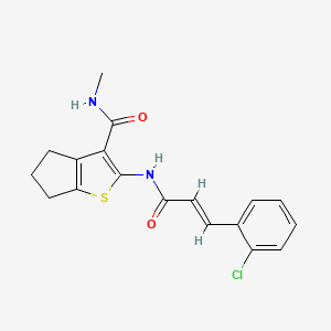 molecular formula C18H17ClN2O2S B2891613 (E)-2-(3-(2-chlorophenyl)acrylamido)-N-methyl-5,6-dihydro-4H-cyclopenta[b]thiophene-3-carboxamide CAS No. 1322240-56-1
