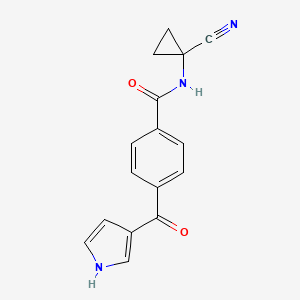 molecular formula C16H13N3O2 B2891626 N-(1-Cyanocyclopropyl)-4-(1H-pyrrole-3-carbonyl)benzamide CAS No. 1436121-82-2