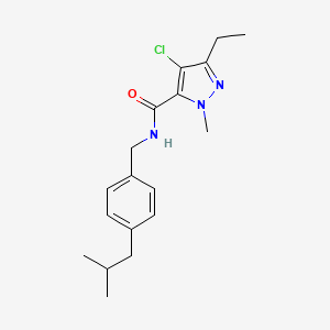molecular formula C18H24ClN3O B2891632 N-(4-Isobutylbenzyl)-1-methyl-3-ethyl-4-chloro-1H-pyrazole-5-carboxamide CAS No. 119168-48-8