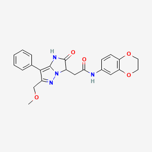 molecular formula C23H22N4O5 B2891647 N-(2,3-dihydrobenzo[b][1,4]dioxin-6-yl)-2-(6-(methoxymethyl)-2-oxo-7-phenyl-2,3-dihydro-1H-imidazo[1,2-b]pyrazol-3-yl)acetamide CAS No. 1421506-68-4