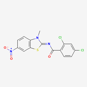 molecular formula C15H9Cl2N3O3S B2891655 2,4-dichloro-N-(3-methyl-6-nitro-1,3-benzothiazol-2-ylidene)benzamide CAS No. 301675-87-6