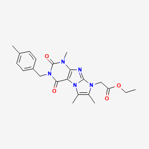 molecular formula C22H25N5O4 B2891656 ethyl 2-(1,6,7-trimethyl-3-(4-methylbenzyl)-2,4-dioxo-3,4-dihydro-1H-imidazo[2,1-f]purin-8(2H)-yl)acetate CAS No. 919031-21-3