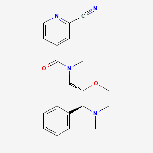 molecular formula C20H22N4O2 B2891657 2-Cyano-N-methyl-N-[[(2S,3S)-4-methyl-3-phenylmorpholin-2-yl]methyl]pyridine-4-carboxamide CAS No. 2223277-27-6