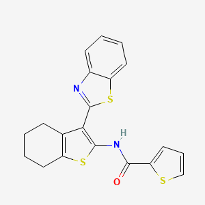 molecular formula C20H16N2OS3 B2891658 N-[3-(1,3-benzothiazol-2-yl)-4,5,6,7-tetrahydro-1-benzothiophen-2-yl]thiophene-2-carboxamide CAS No. 307510-78-7