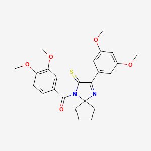 1-(3,4-Dimethoxybenzoyl)-3-(3,5-dimethoxyphenyl)-1,4-diazaspiro[4.4]non-3-ene-2-thione