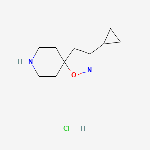 molecular formula C10H17ClN2O B2891663 3-Cyclopropyl-1-oxa-2,8-diazaspiro[4.5]dec-2-ene;hydrochloride CAS No. 1796557-17-9