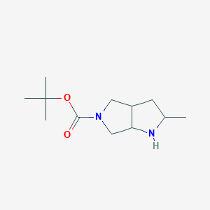 molecular formula C12H22N2O2 B2891666 Tert-butyl 2-methylhexahydropyrrolo[3,4-B]pyrrole-5(1H)-carboxylate CAS No. 1005077-71-3