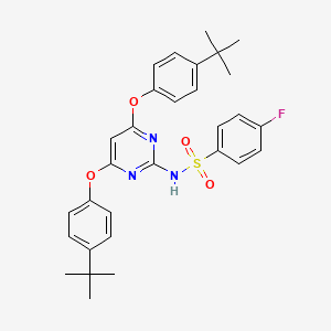 molecular formula C30H32FN3O4S B2891675 N-{4,6-bis[4-(tert-butyl)phenoxy]-2-pyrimidinyl}-4-fluorobenzenesulfonamide CAS No. 866154-35-0