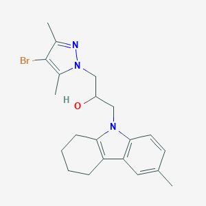 molecular formula C21H26BrN3O B289168 1-(4-bromo-3,5-dimethyl-1H-pyrazol-1-yl)-3-(6-methyl-1,2,3,4-tetrahydro-9H-carbazol-9-yl)-2-propanol 