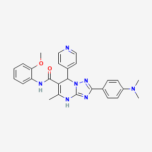 molecular formula C27H27N7O2 B2891689 2-(4-(dimethylamino)phenyl)-N-(2-methoxyphenyl)-5-methyl-7-(pyridin-4-yl)-4,7-dihydro-[1,2,4]triazolo[1,5-a]pyrimidine-6-carboxamide CAS No. 539839-08-2