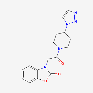 molecular formula C16H17N5O3 B2891709 3-(2-(4-(1H-1,2,3-三唑-1-基)哌啶-1-基)-2-氧代乙基)苯并[d]恶唑-2(3H)-酮 CAS No. 2320574-94-3