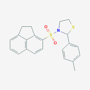 molecular formula C22H21NO2S2 B289174 3-(1,2-Dihydroacenaphthylen-3-ylsulfonyl)-2-(4-methylphenyl)-1,3-thiazolidine 