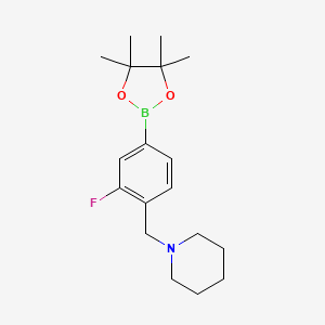 molecular formula C18H27BFNO2 B2891774 3-Fluoro-4-(piperidinomethyl)phenylboronic acid pinacol ester CAS No. 2377608-45-0