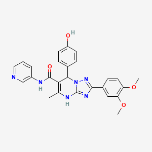 molecular formula C26H24N6O4 B2891796 2-(3,4-dimethoxyphenyl)-7-(4-hydroxyphenyl)-5-methyl-N-(pyridin-3-yl)-4,7-dihydro-[1,2,4]triazolo[1,5-a]pyrimidine-6-carboxamide CAS No. 539798-93-1