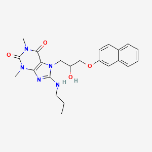 molecular formula C23H27N5O4 B2891808 7-(2-羟基-3-(萘-2-氧基)丙基)-1,3-二甲基-8-(丙氨基)-1H-嘌呤-2,6(3H,7H)-二酮 CAS No. 1105244-50-5