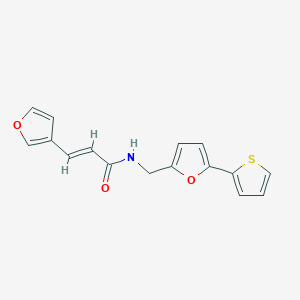 molecular formula C16H13NO3S B2891823 (E)-3-(furan-3-yl)-N-((5-(thiophen-2-yl)furan-2-yl)methyl)acrylamide CAS No. 2035000-65-6