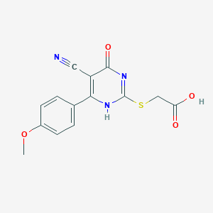 molecular formula C14H11N3O4S B289183 2-[[5-cyano-6-(4-methoxyphenyl)-4-oxo-1H-pyrimidin-2-yl]sulfanyl]acetic acid 
