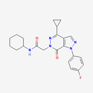 molecular formula C22H24FN5O2 B2891836 N-环己基-2-(4-环丙基-1-(4-氟苯基)-7-氧代-1H-吡唑并[3,4-d]哒嗪-6(7H)-基)乙酰胺 CAS No. 1105201-35-1