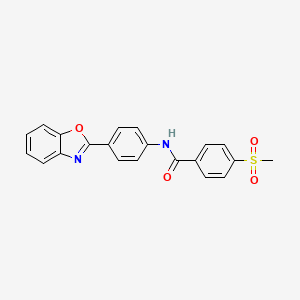 molecular formula C21H16N2O4S B2891838 N-(4-(苯并[d]恶唑-2-基)苯基)-4-(甲磺酰基)苯甲酰胺 CAS No. 896344-45-9