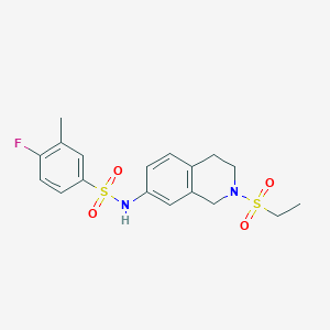 molecular formula C18H21FN2O4S2 B2891843 N-(2-(乙磺酰基)-1,2,3,4-四氢异喹啉-7-基)-4-氟-3-甲基苯磺酰胺 CAS No. 955252-58-1