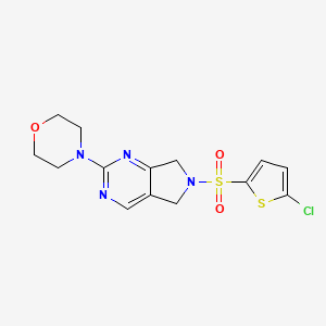 molecular formula C14H15ClN4O3S2 B2891845 4-(6-((5-chlorothiophen-2-yl)sulfonyl)-6,7-dihydro-5H-pyrrolo[3,4-d]pyrimidin-2-yl)morpholine CAS No. 2034371-61-2