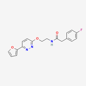 molecular formula C18H16FN3O3 B2891852 2-(4-fluorophenyl)-N-(2-((6-(furan-2-yl)pyridazin-3-yl)oxy)ethyl)acetamide CAS No. 920169-74-0