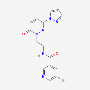 molecular formula C15H13BrN6O2 B2891861 5-溴-N-(2-(6-氧代-3-(1H-吡唑-1-基)哒嗪-1(6H)-基)乙基)烟酰胺 CAS No. 1351623-02-3