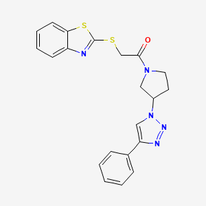 molecular formula C21H19N5OS2 B2891884 2-(benzo[d]thiazol-2-ylthio)-1-(3-(4-phenyl-1H-1,2,3-triazol-1-yl)pyrrolidin-1-yl)ethanone CAS No. 2034354-49-7